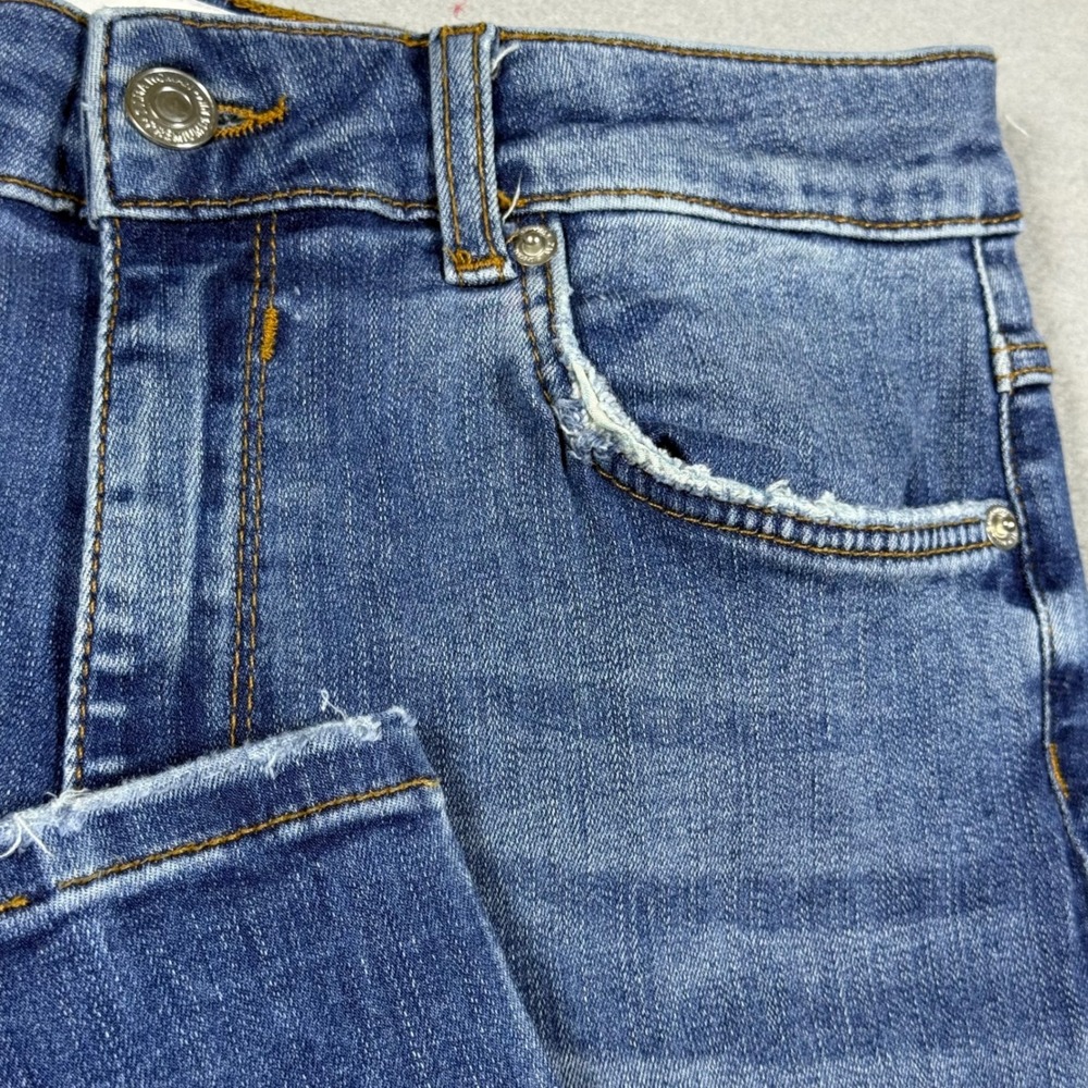Zara Woman Premium Denim High Rise Skinny Jeans Blue Medium Wash Distressed 8
